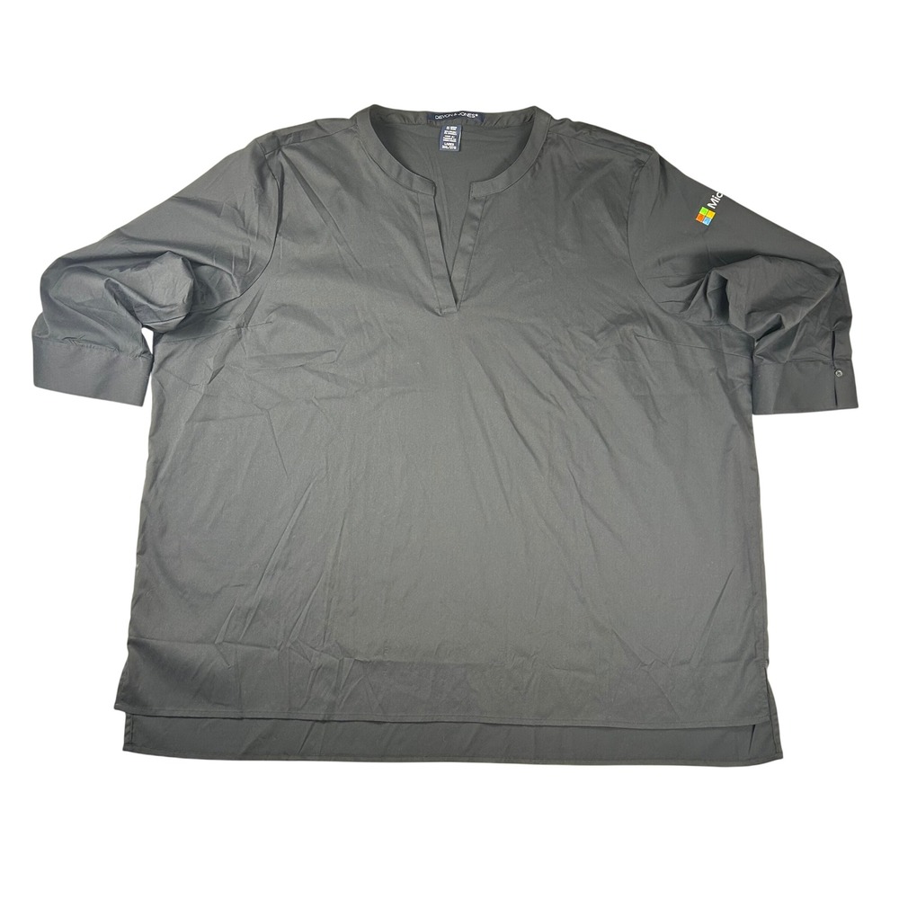 Devon & Jones Microsoft Embroidered V-Neck‎ Blouse Black 3XL DG542W Womens Top